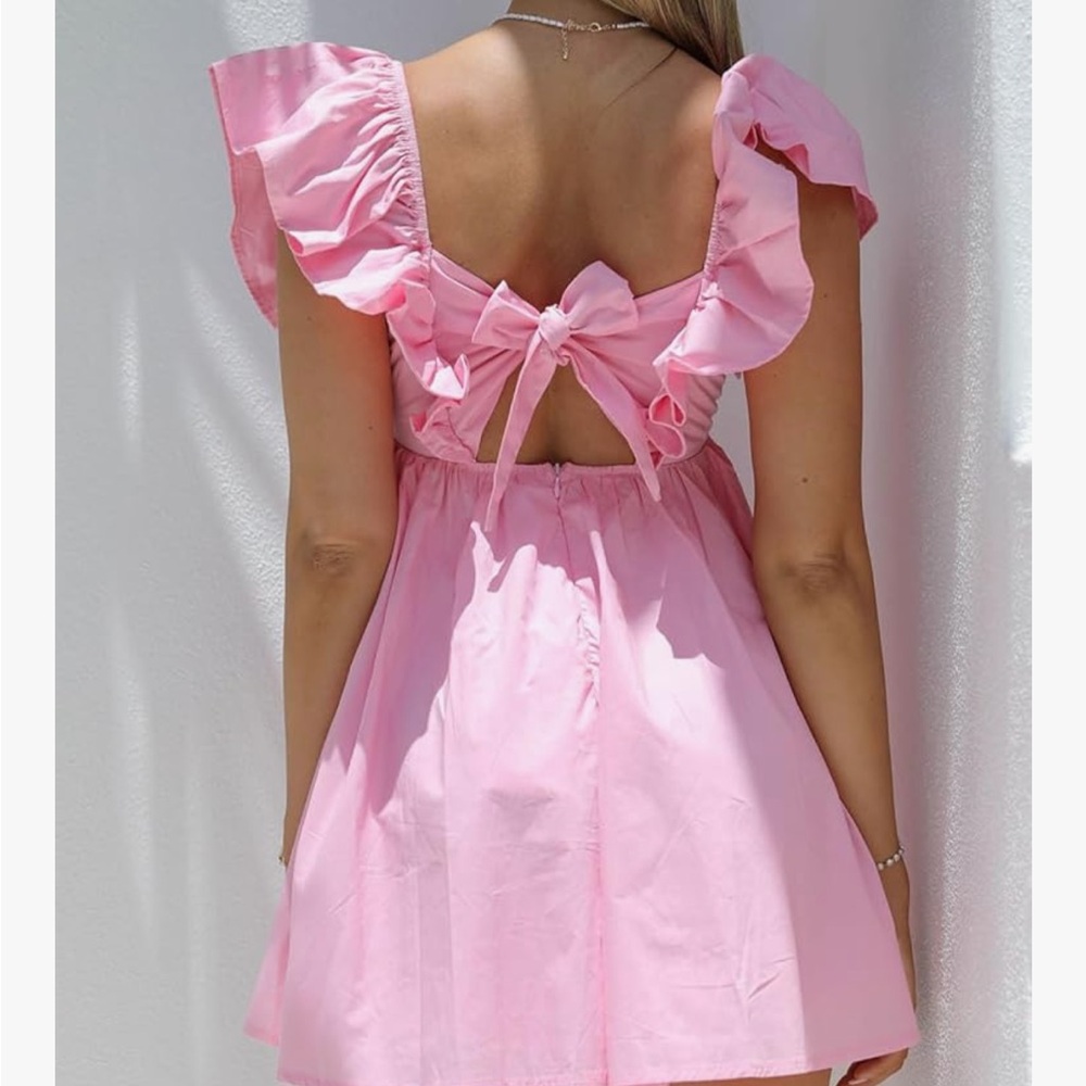 Pink Ruffled Mini Dress - Picture 2 of 3